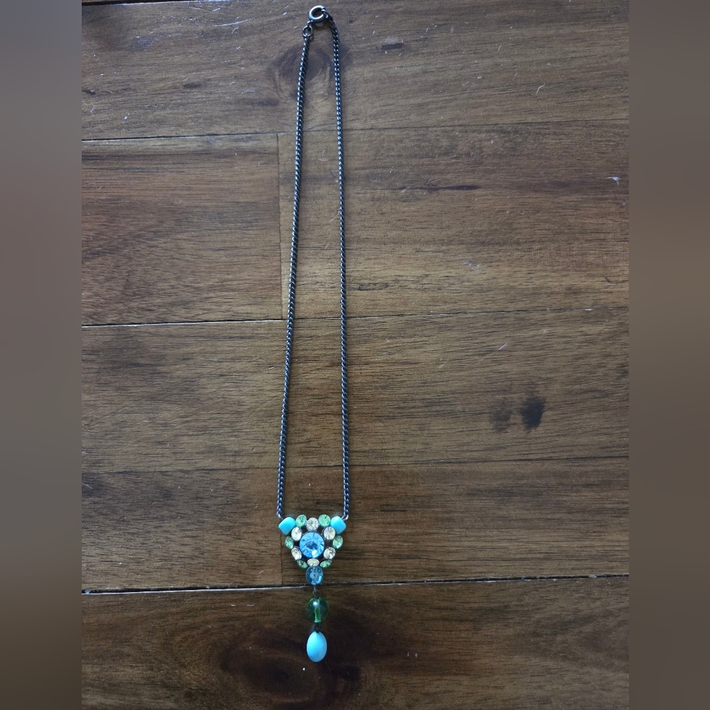 Konplott Elegant Turquoise and Green Pendant Necklace Like New - Picture 2 of 2